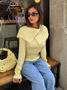 Womens Solid-Color Lapel Knitted Pullover Sweater